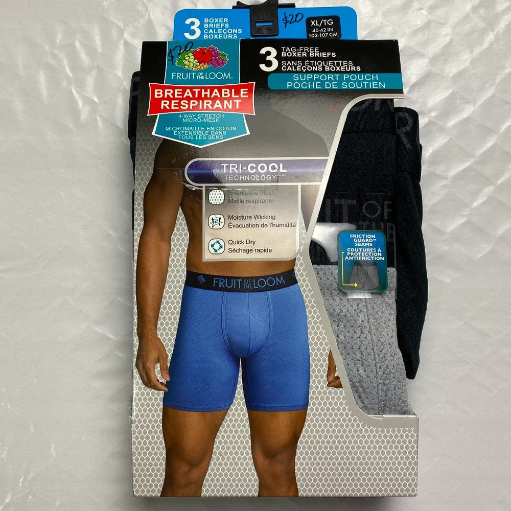 Fruit of the Loom Men's Breathable Micro-Mesh Boxer Brief, 3-Pack